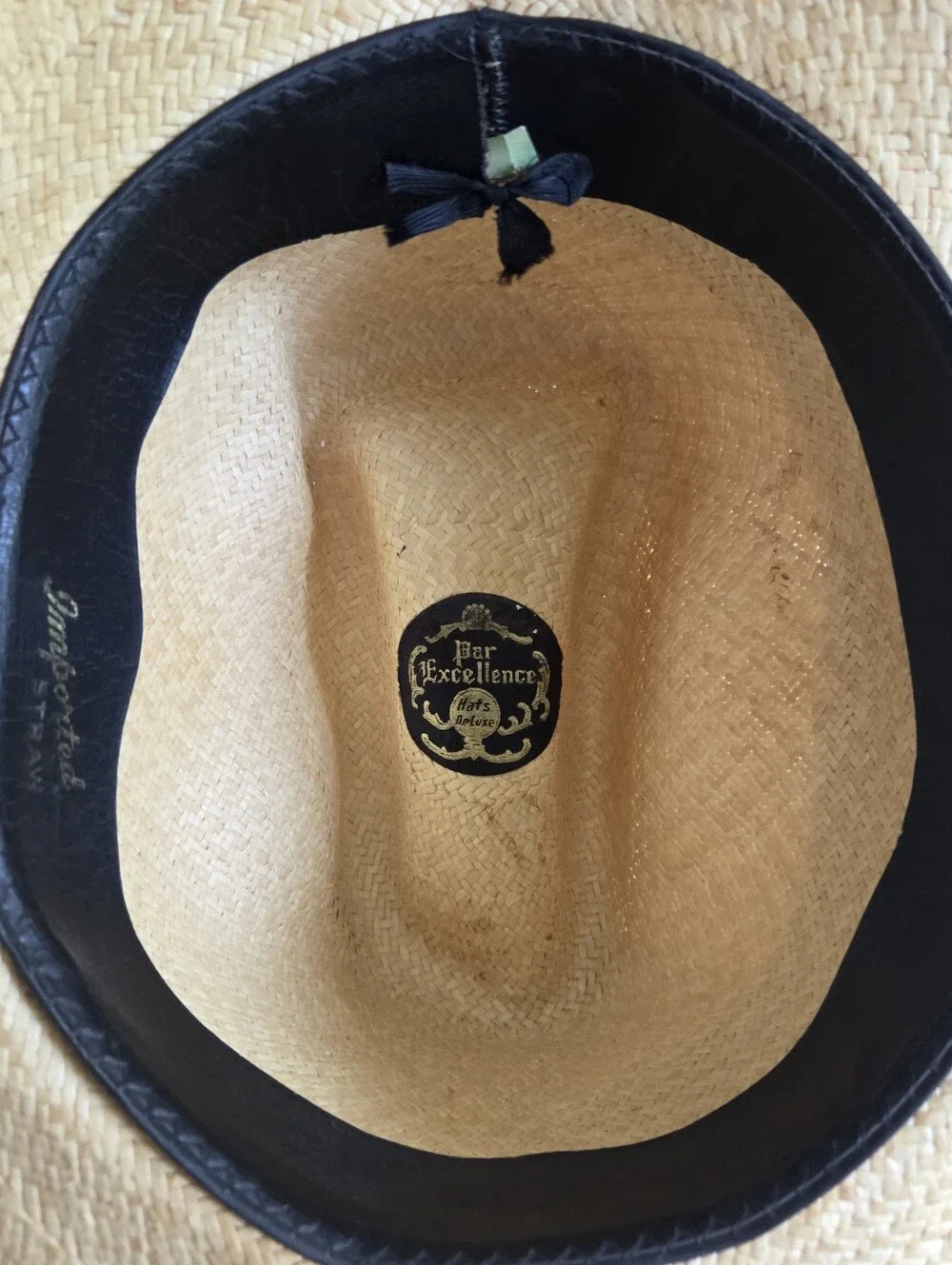 Vintage Par Excellence Straw Cowboy Hat with Decorative Band - Natural Straw
